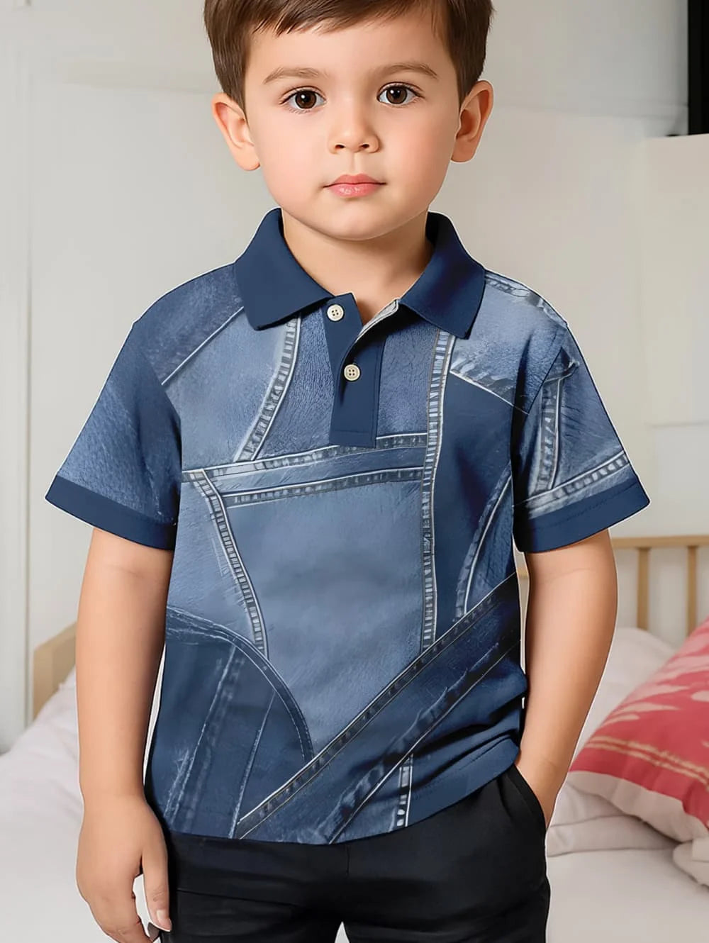 Polo Shirts for Kids Gradient Striped 3D Print Fashion Child Polo Shirt Boy Clothes Lapel Tops Street Casual Children's Clothing