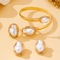 Women's Jewelry Set, Fashionable Baroque Style Bracelet, Ring, and Earring Set, Suitable for Daily Wear, Parties, and as a Gift