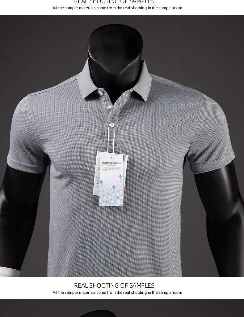 Polo Shirt Men Casual Solid Breathable Shirt Summer Sportswear Quick Dry Jerseys Tops Camisa Polo Shirts Reflective Strip Sleeve