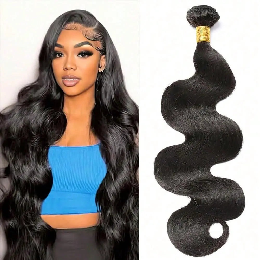 4 Bundles 15A Body Wave Human Hair, 22 24 26 28 Inch 100% Unprocessed Brazilian Virgin Double Weft Extensions in Black Color