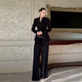 Vintage Beading Blazer Jacket Pant Lapel A Line Lace Up Suit Coat Big Leg Casual Loose Suit Pant 2026 New Lady Commuter Outfits
