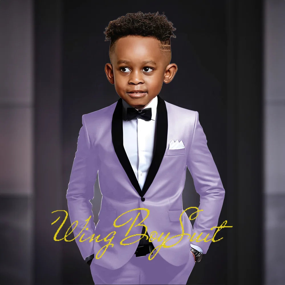 Boys Suits 2 Piece Classic Fleece Collar Wedding Tuxedo Formal Slim Fit Kids Jackets Pants 2-16 Years Tailored Clothes