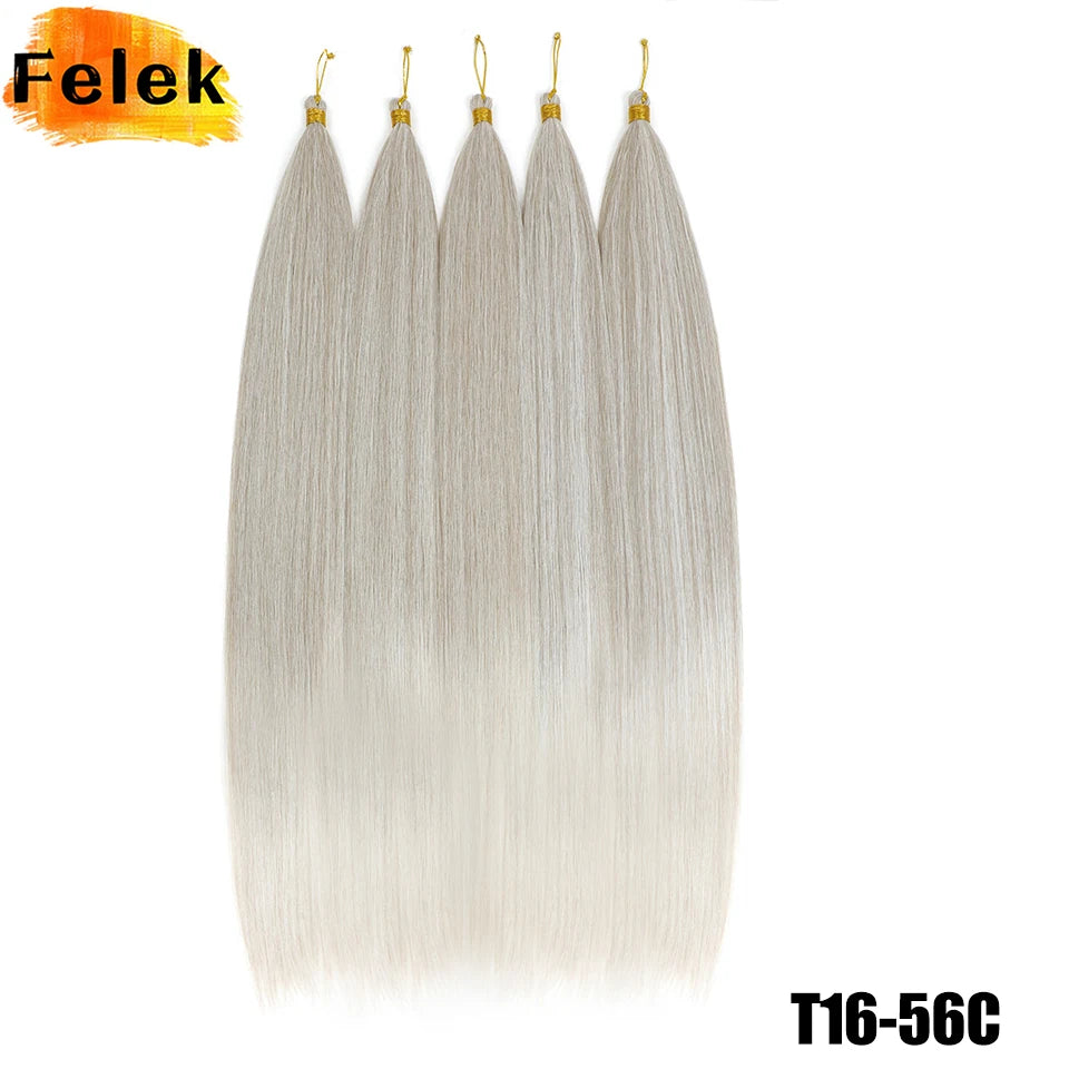 Synthetic Bone Straight Crochet Hair Extensions 30 Inch Hook Braids Ariel Straight Hair Weaving 1-3Pcs Purple Fake Hair Bundles