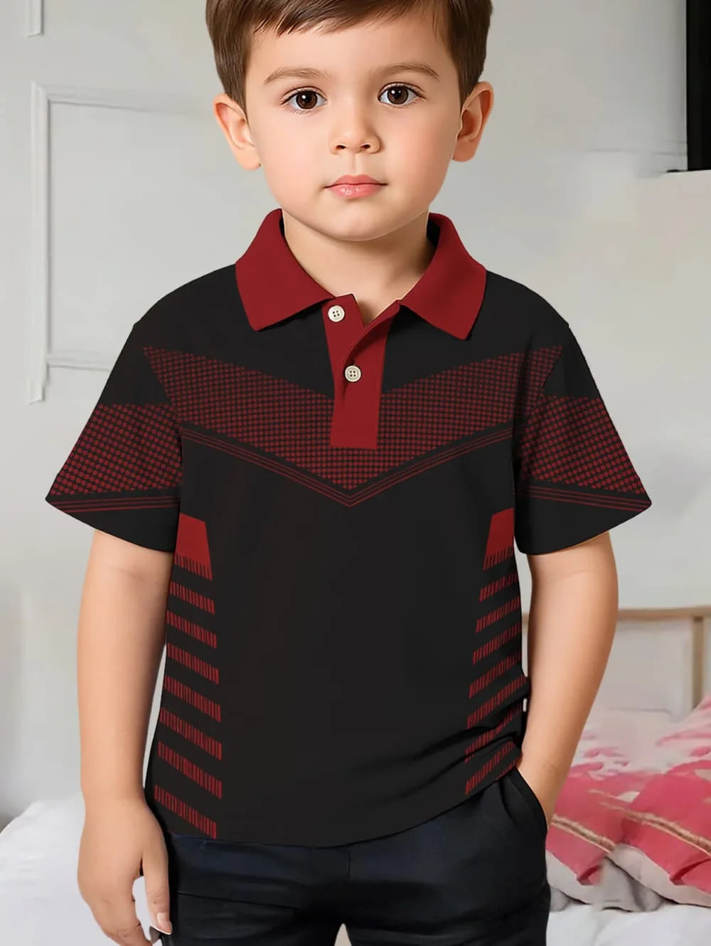Polo Shirts for Kids Gradient Striped 3D Print Fashion Child Polo Shirt Boy Clothes Lapel Tops Street Casual Children's Clothing