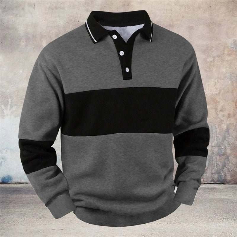 Simple Striped Long Sleeve Polo Shirts For Men Fashion Trendy 3D Printed Golf Polo Shirt Casual Oversized Lapel Button Tops