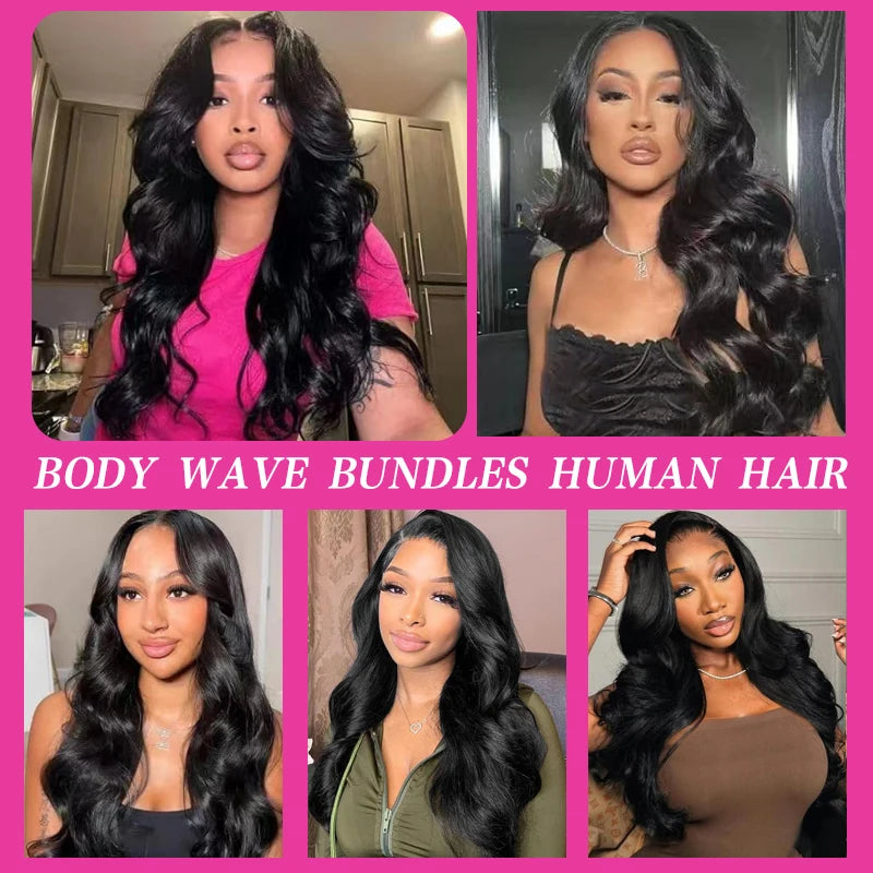 Body Wave Natural Color Human Hair Bundles Brazilian Hair Weavings Human Hair Bundles 1/3/4 Pieces For Women 22 24 26 inch