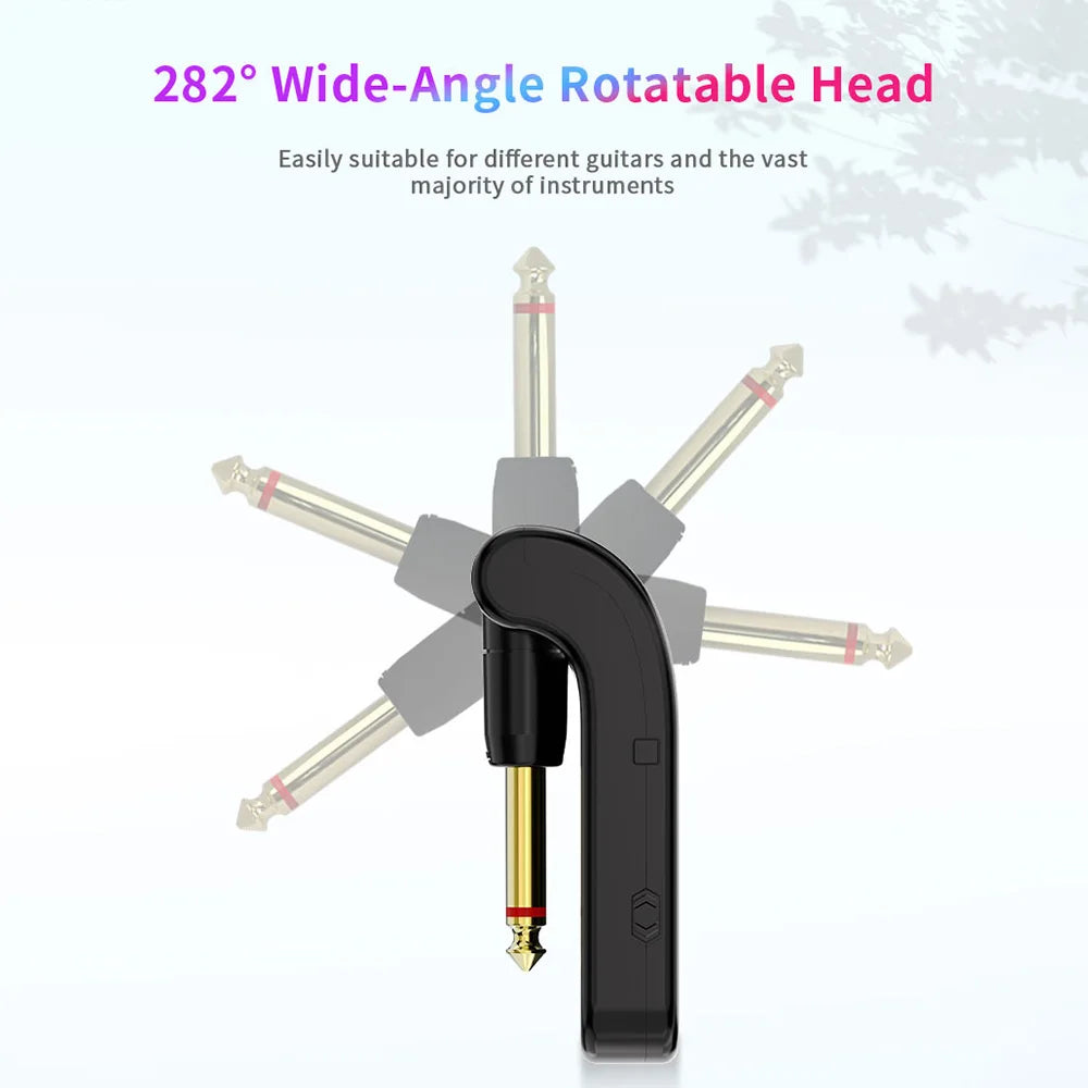 2.4G Wireless Guitar System Rechargeable Guitar Transmitter Receiver 48K/16bit Real-time Transmission Rotatable Plug for Guitars