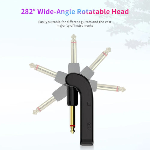 2.4G Wireless Guitar System Rechargeable Guitar Transmitter Receiver 48K/16bit Real-time Transmission Rotatable Plug for Guitars