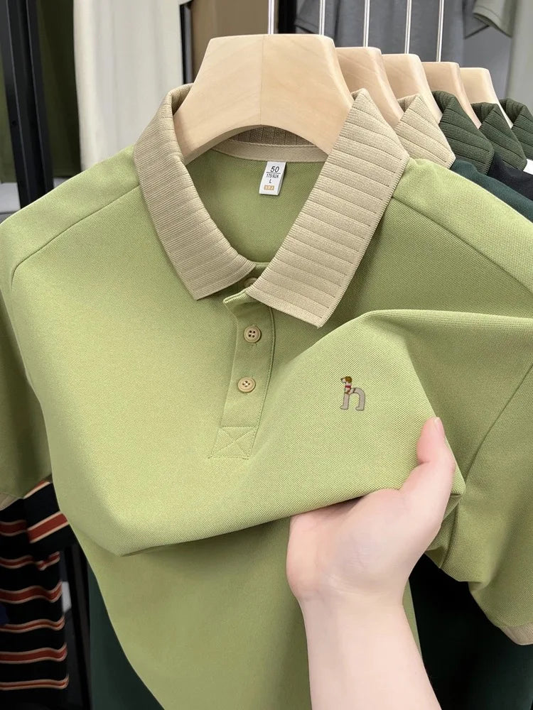 Fashion high-end brand POLO shirt exquisite little dog embroidery lapel T-shirt new comfortable and leisure men's short sleeve