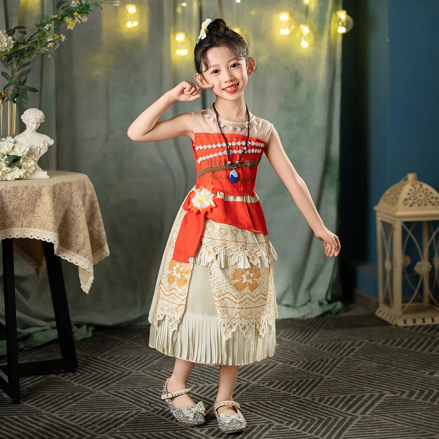 Moana Dress Cosplay Princess Costume Kids Vaiana Print Vestidos Girls Birthday Halloween Carnival Party Outfits Children Clothes
