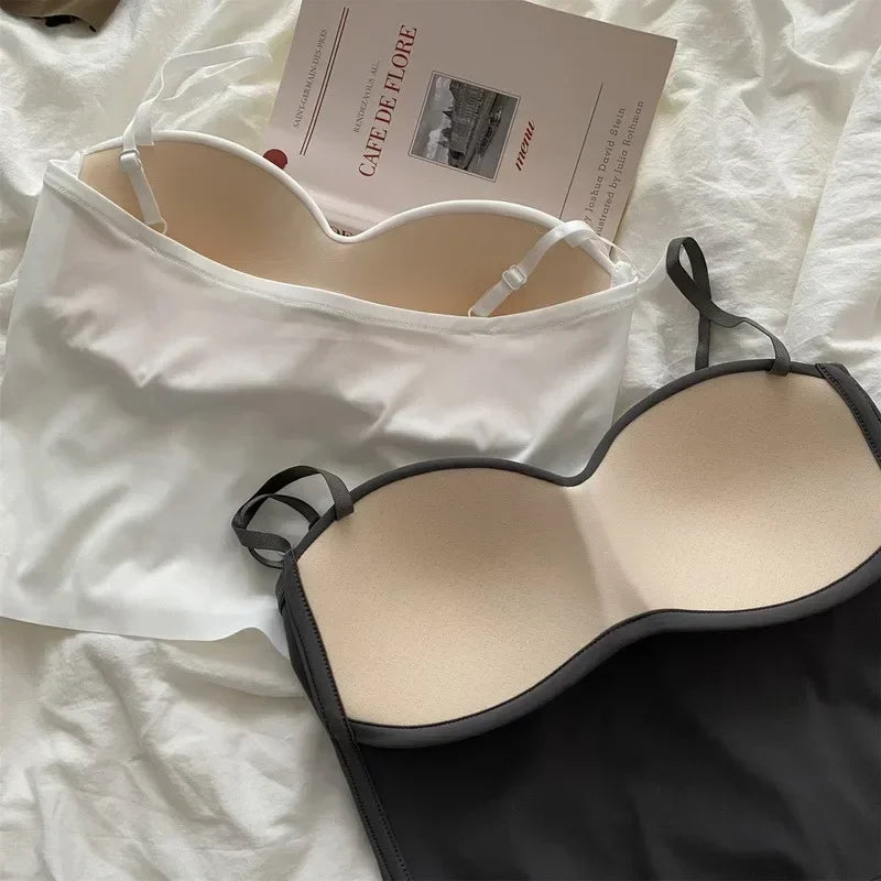 Summer Sexy Top Women Slim Thin Straps Camisole Sleeveless T-Shirt with Cups Solid Color Tank Tops Ice Silk Comfortable Sling