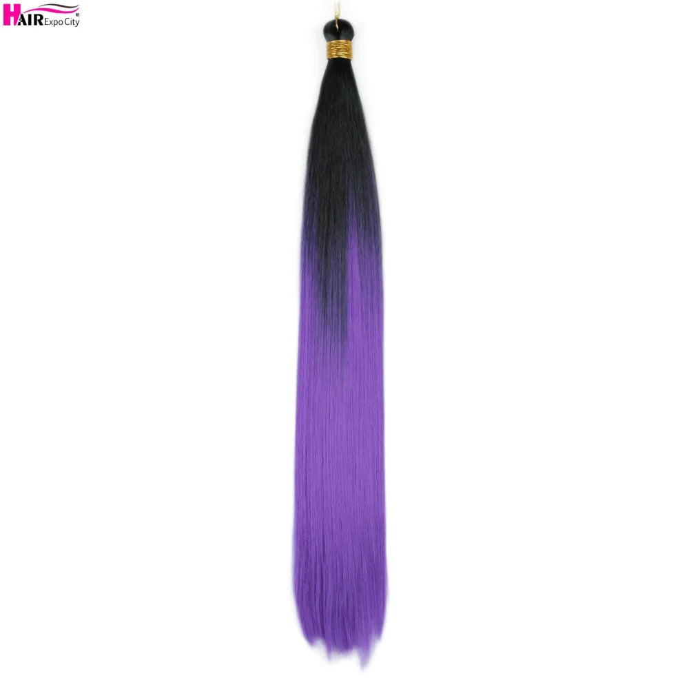 Bone Straight Braiding Hair 150g Silky Synthetic Hair For Box Braids Pre Stretched Ombre Crochet Braids Hair Extension