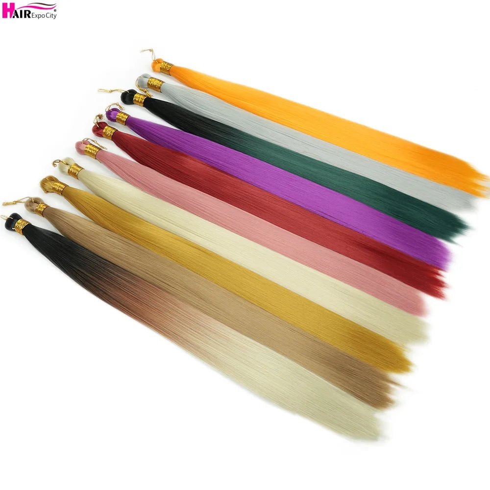Bone Straight Braiding Hair 150g Silky Synthetic Hair For Box Braids Pre Stretched Ombre Crochet Braids Hair Extension