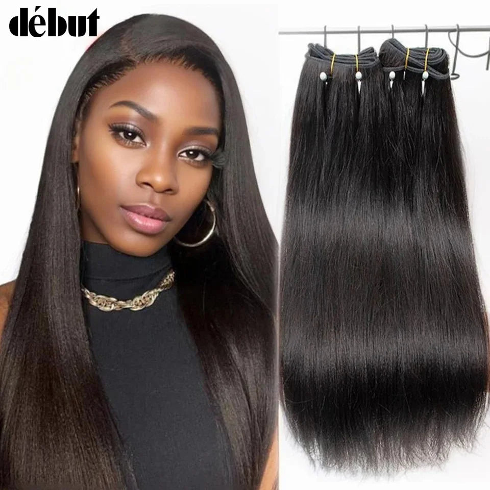 Debut Brazilian Straight Hair Double Drawn Natural Black Human Hair Weave Bundles Remy 27# 4# 6# 8# Blond 613 Human Hair Bundle