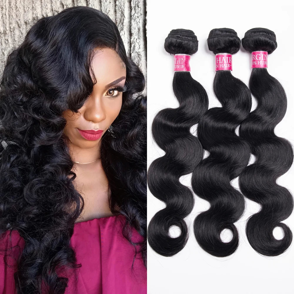 12A Body Wave Human Hair Bundles Unprocessed Brazilian Virgin Hair Bundles 14-30 Inch Natural Color Human Hair Extension
