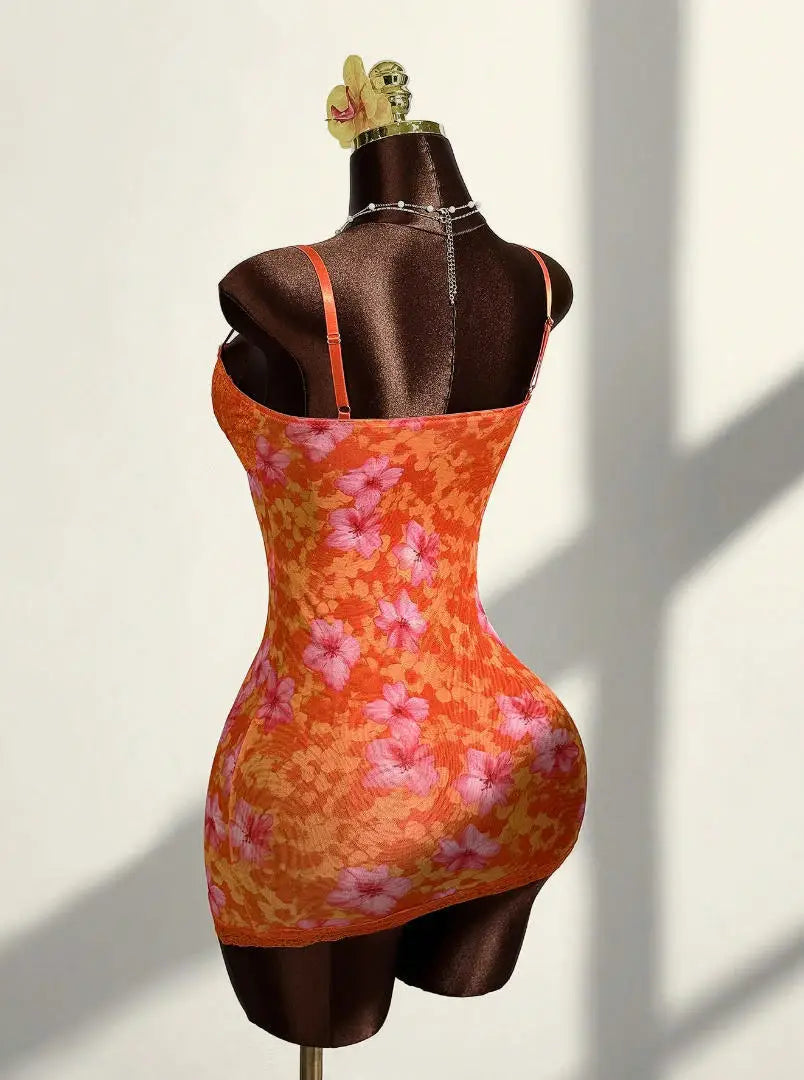 Sexy Party Dresses For Woman Lace Suspender Evening Dress Retro Printed Backless Vestidos Bodycon package Hip Backless Elegant