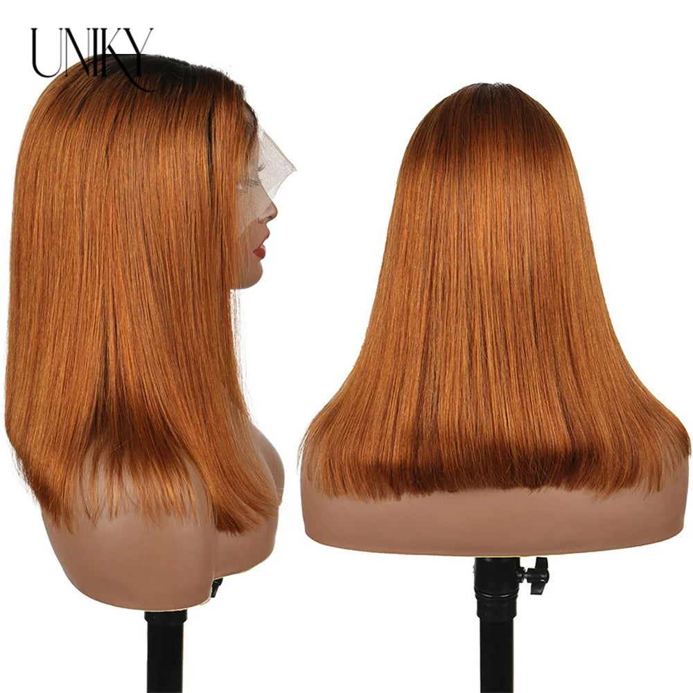 Brazilian Bone Straight Human Hair Wigs For Women 1B/99J Highlight Wig Human Hair bob Wig Straight13x4 Lace Frontal Short BobWig