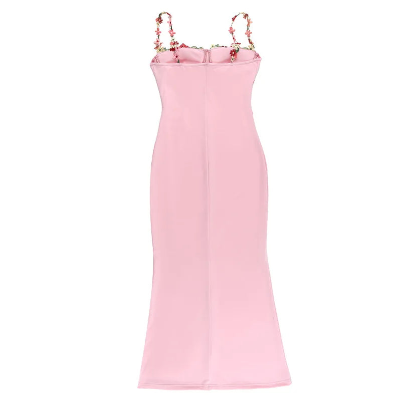 Y2K Sexy Sleeveless Backless Floral Maxi Long Dresses Outfits for Women Summer Lace Up Bandage Bodycon Party Club Dress Gift