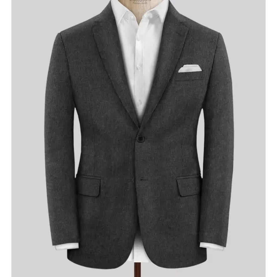 Men's Wool Blazer Single Breasted Slim Fit Suit Jacket Elegant Business Casual Stylish Comfortable Formal Coat Mens Tweed Outer