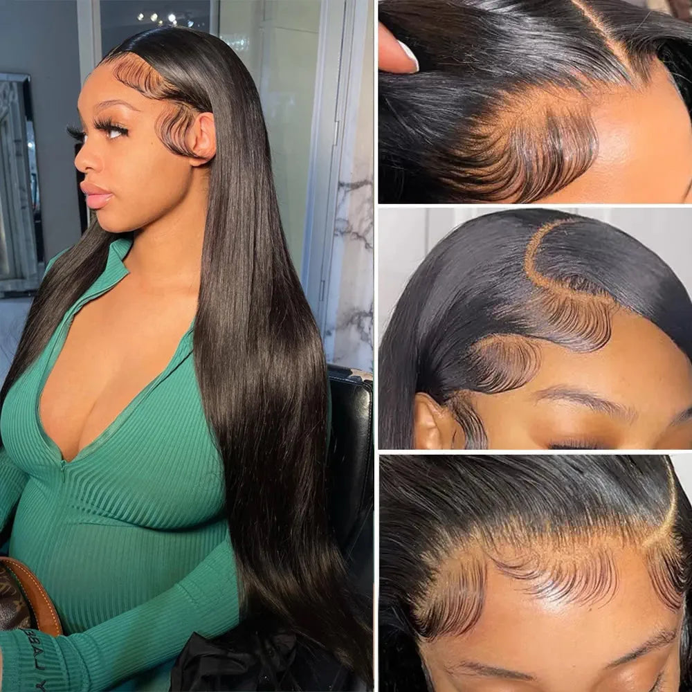 30 40 Inch Bone Straight 13x6 Hd Lace Frontal Human Hair Wig 13x4 Brazilian Pre Plucked Hair Wig Human Hair Wigs For Black Women