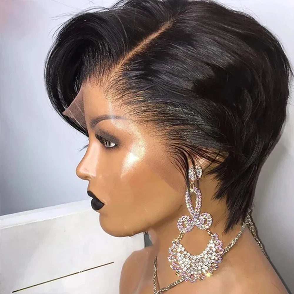 Brazilian Hair Short Bob Wig Pixie Cut Wig 13x4X1 Side Part Lace Human Hair Wigs 100% Remy Hair Straight Cheap Human Hair Wig