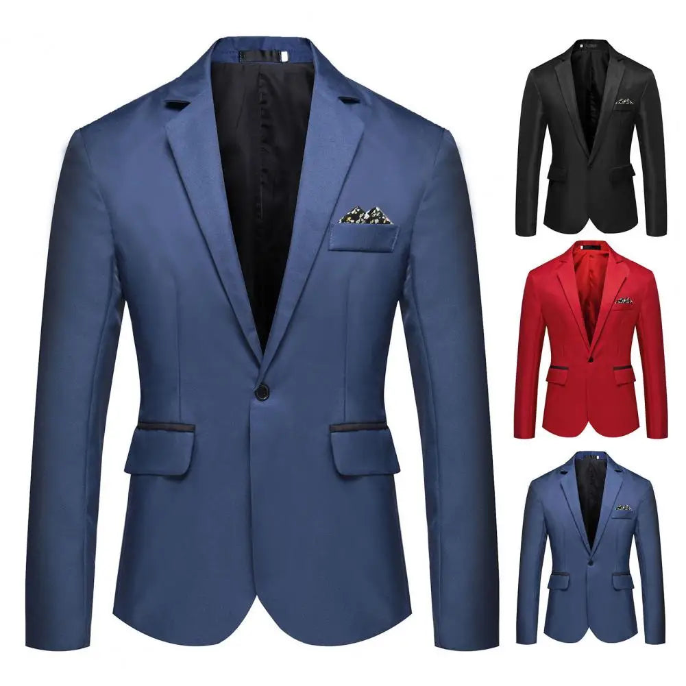 2026 Men Blazer Black Red Blue Blazer Jacket Suit Coat Business Leisure Slim Fit Fashion High Quality Single Button Suit Coat