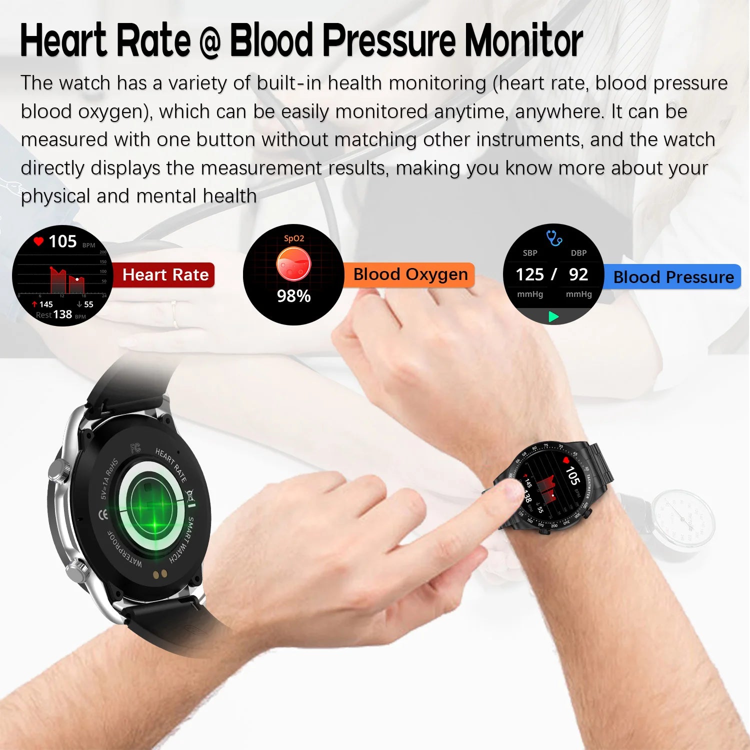 2025 new smart watch, 1.43-inch amoled high-definition screen, support Bluetooth calls, health detection, 100+sports modes,