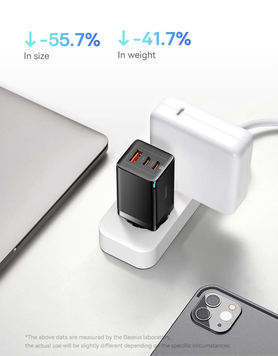Baseus 65W GaN Charger Quick Charge Type C Phone Charger USB Charger Portable Fast Charger For Laptop iPhone 17 16 15 14 13