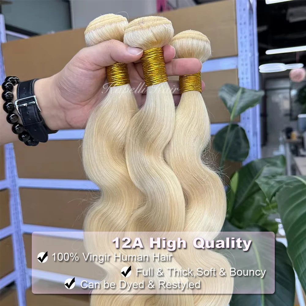1 3 4 Bundle Loose Body Wave Bundles 613 Blonde Hair 100% Unprocessed Human Hair 16A Raw Hair Bundles Extensions Brazilian