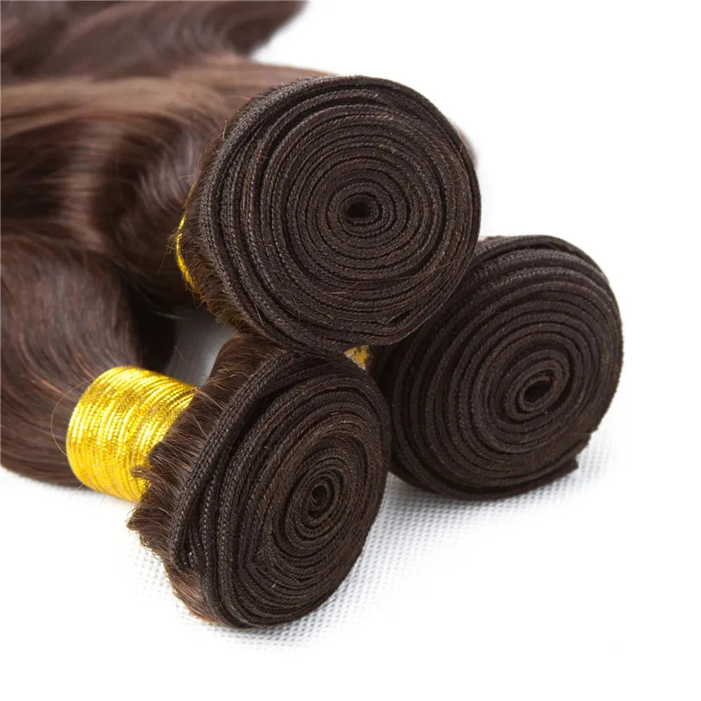 #4 Dark Brown Body Wave Bundles 1/3PCS Human Hair Bundles 18-30 Inches Remy Hair Extensions For Women Brazilian Double Weft Draw