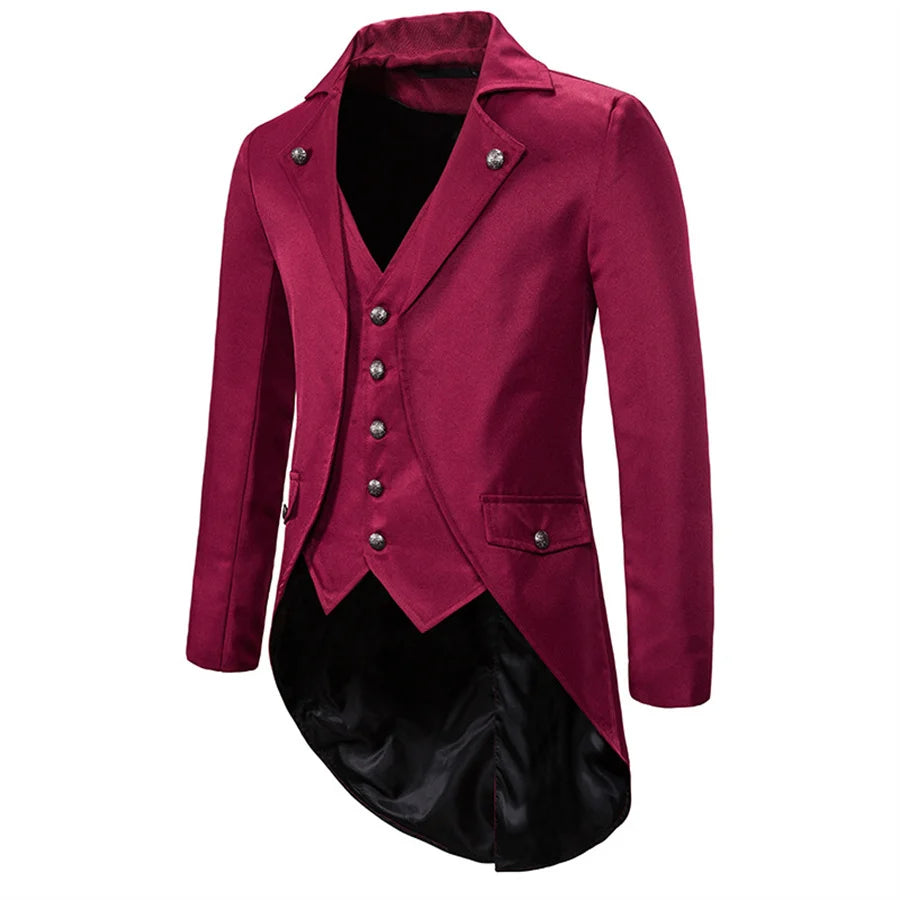 2026 Gothic Blazers for Men Medieval Steampunk Vintage Suit Jackets Banquet Party Slim Formal Tuxedo Suit Men's Cosplay Costumes