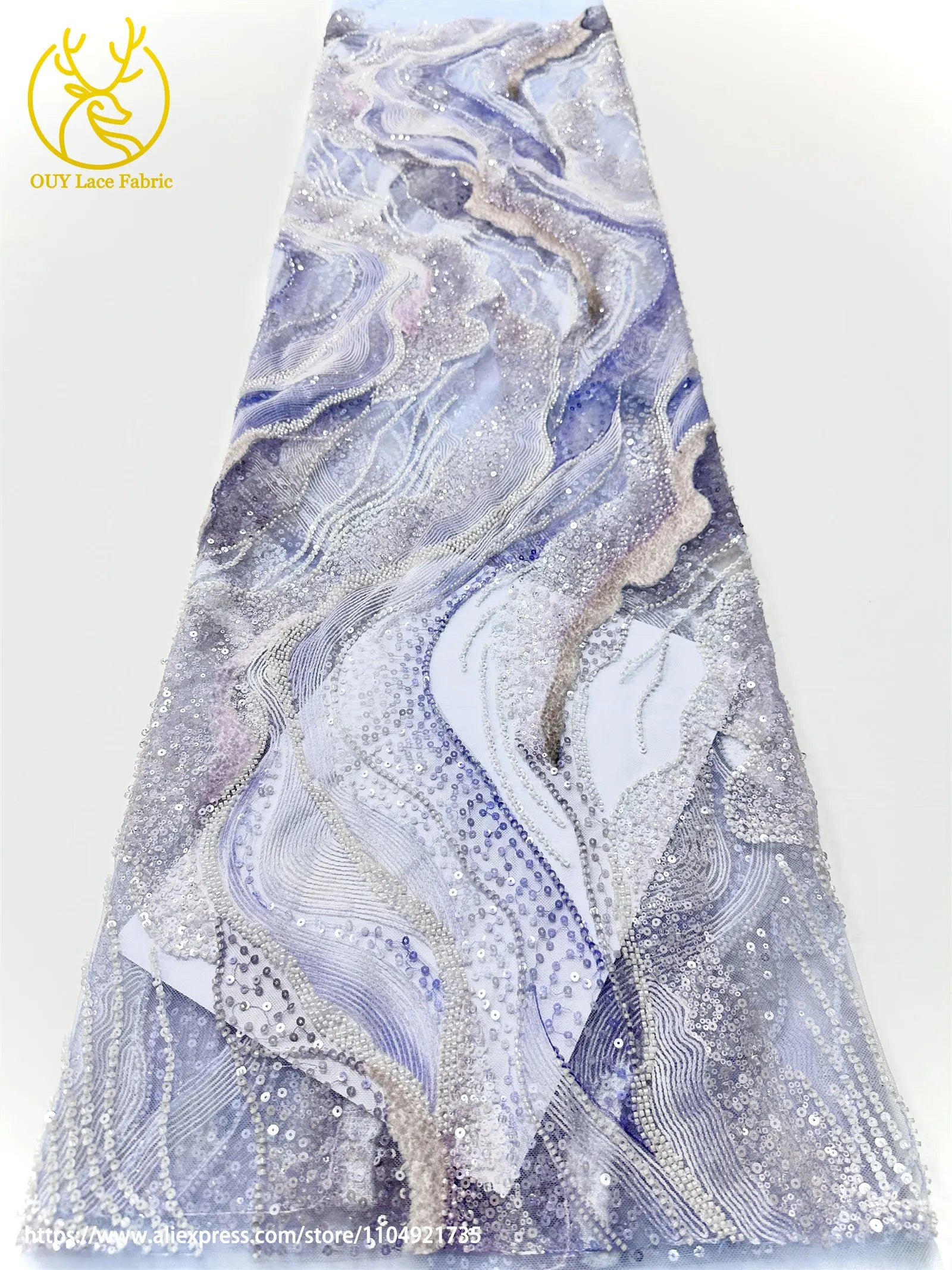Latest French Ladies Party Evening Dresses Luxury Lace Fabrics High Quality African Groom Beaded Sequins Tulle Lace Fabrics