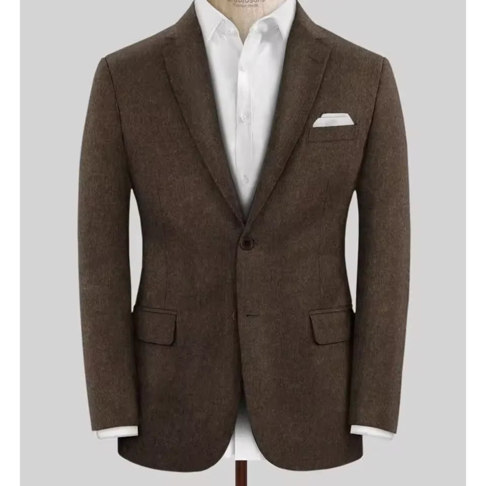 Men's Wool Blazer Single Breasted Slim Fit Suit Jacket Elegant Business Casual Stylish Comfortable Formal Coat Mens Tweed Outer