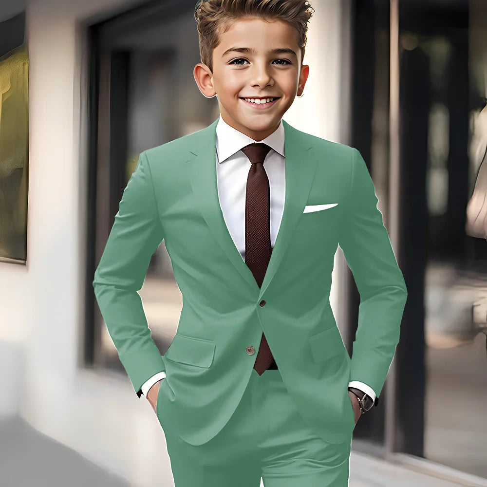Brown Boys Suit 2 Piece Set Jacket Pants Wedding Kids Tuxedo Holiday Dress Boys Blazer Custom Clothes