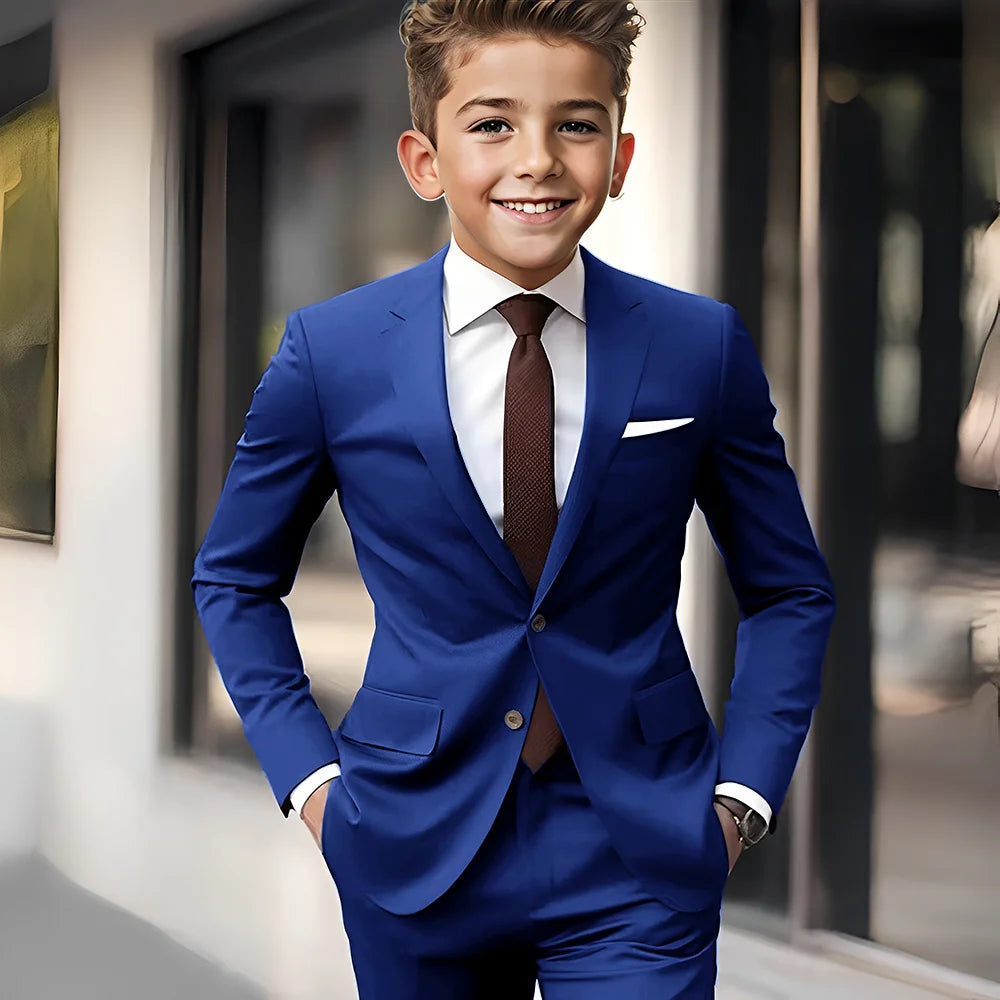 Brown Boys Suit 2 Piece Set Jacket Pants Wedding Kids Tuxedo Holiday Dress Boys Blazer Custom Clothes