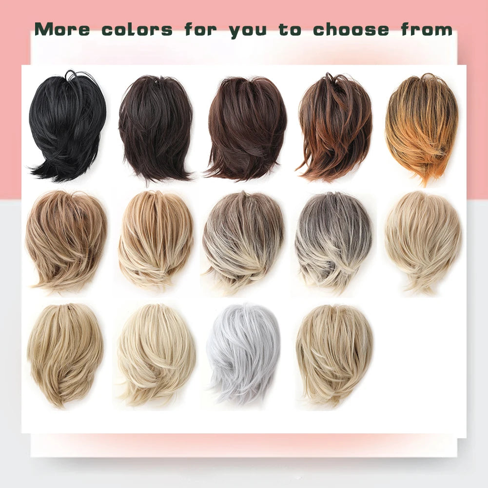 Short Ponytail Hair Bun Extensions Straight Hair Bun Synthetic Messy Bun Hairpieces Elastic Easy Scrunchies for Women