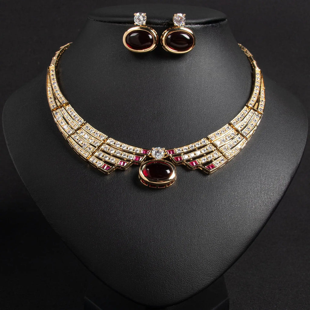 2 Piece Jewellery Set Exquisite Luxury Ladies Necklace Earrings Dress Party Wedding Bridal Hundred Stunning Accessories M-371