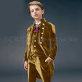 Blue Suede Slim Fit Boys' Suit Three Piece Set 2023 New Unique Tassels Design Children's Gentleman Handsome Clothing костю