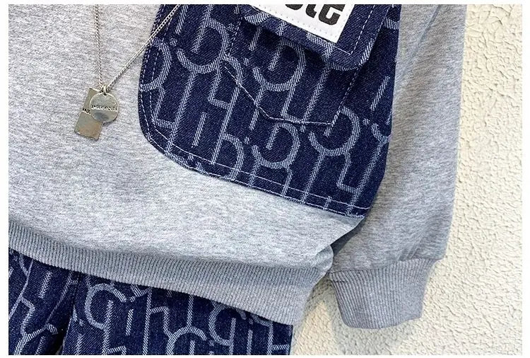 Boys suits spring and autumn new children's casual sweater pants two-piece suits boys clothes suits children's clothing