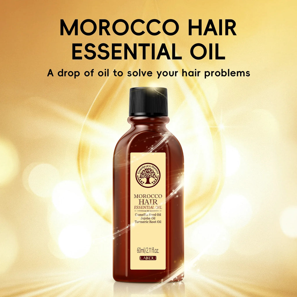 LAIKOU Morocco Hair Essential Argan Essence Oil Moisturizer Brightening Smooth Nourishing Repair Dry Damaged Hair 60ml
