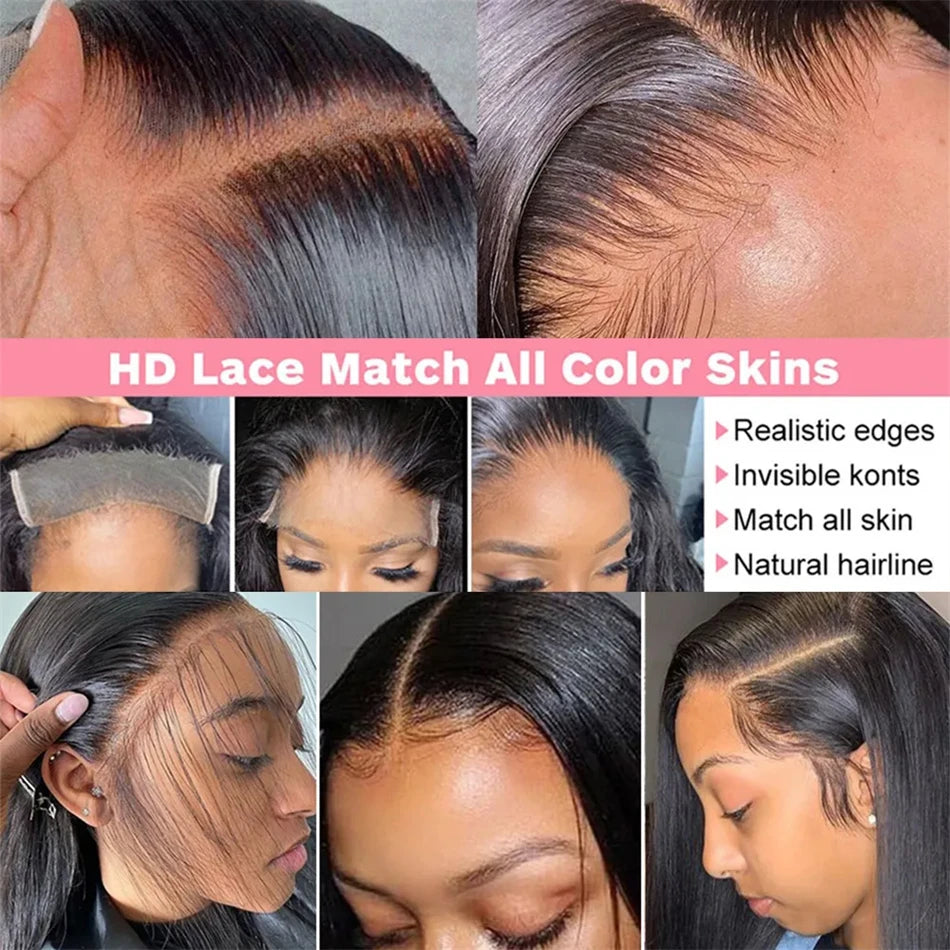 Bone Straight Wig 13x4 13x6 Hd Transparent Lace Frontal Human Hair Wigs Lace Front Pre Plucked With Baby Hair Wig Brazilian Hiar