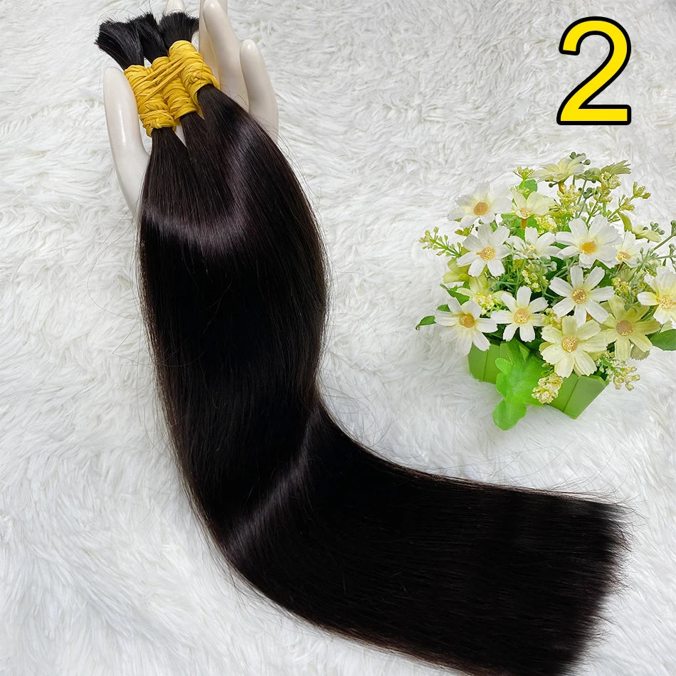 Straight Human Hair Bundles No Weft Natural Black Bulks Blonde Brazilian Remy Hair 100% Real Natural Hair Extension For Women