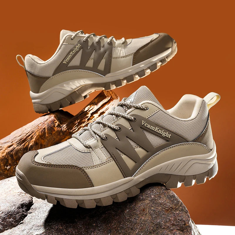 Men Casual Shoes Mountain Sneakers Antiskid Winter Fashion Leather Outdoor Off-Road Trail Running Footwear Low Top Spring Autumn