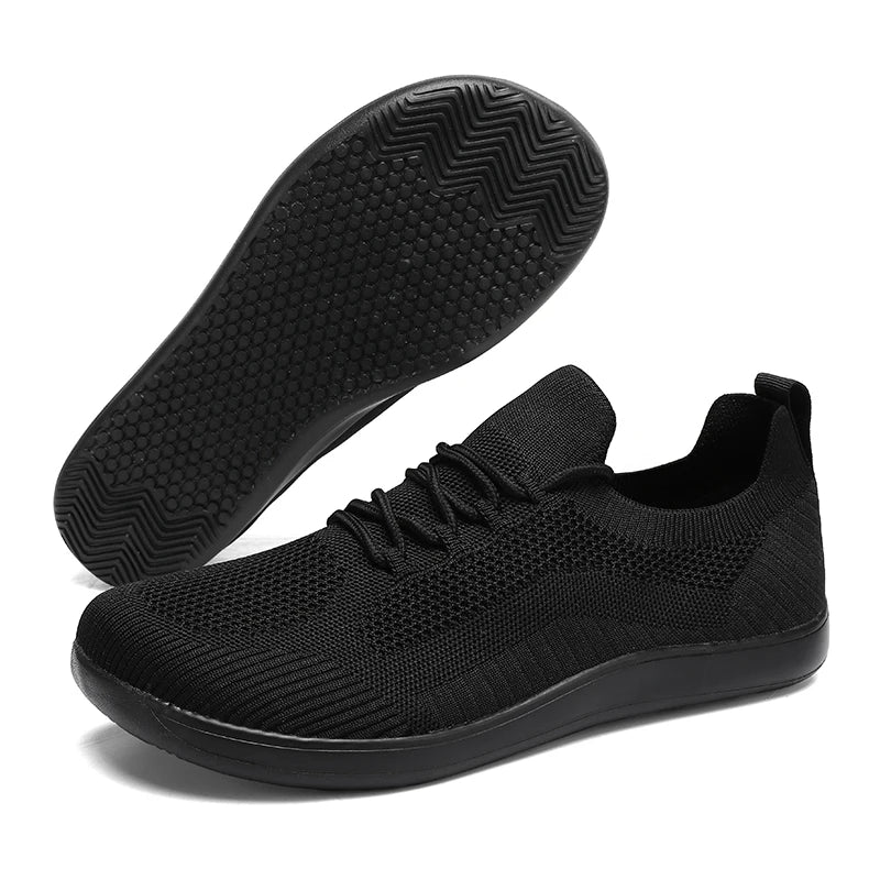 Men Wide Barefoot Shoes Anti Slip Minimalist Lightweight Breathable Walking Shoes Fashionable Round Toe Cross Training Sneakers