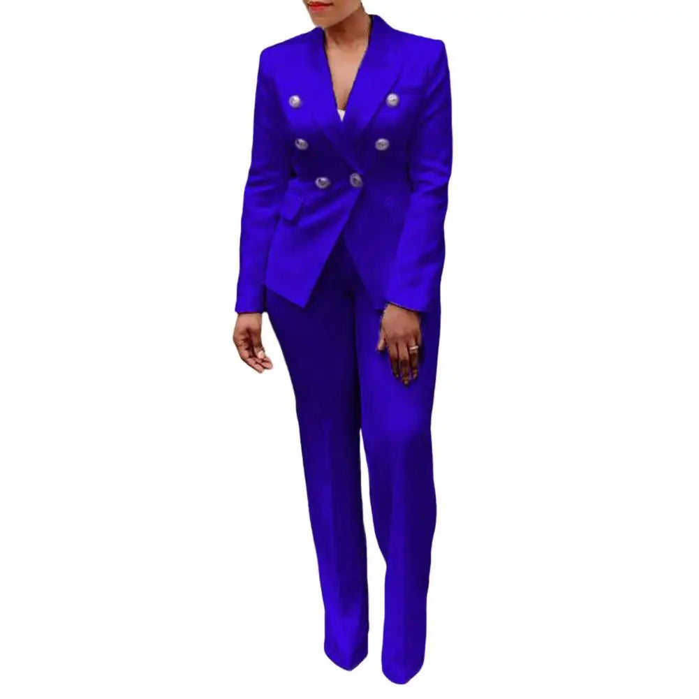 Women Blazer Suits Two 2 Pcs Sale Casual Slim Button Blazer Coats& Button Fitness Slim Full Blazer Pant Sets