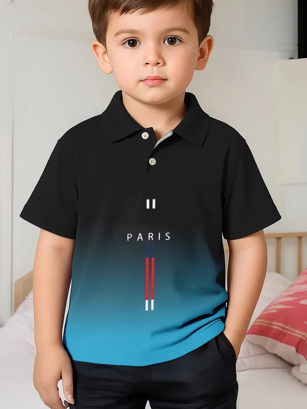 Polo Shirts for Kids Gradient Striped 3D Print Fashion Child Polo Shirt Boy Clothes Lapel Tops Street Casual Children's Clothing
