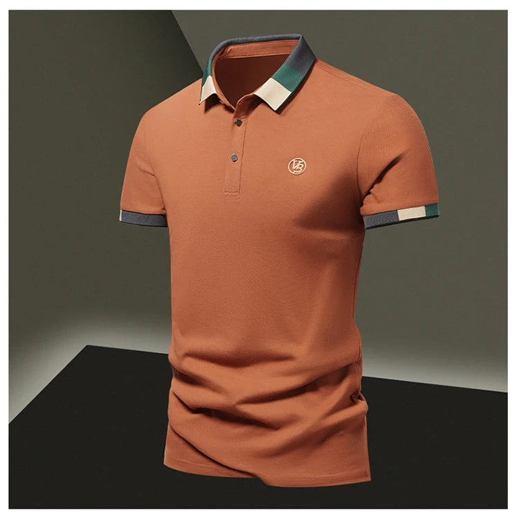 POLO shirt men's summer fashion ice silk quick drying short sleeved T-shirt solid color loose casual business collar top