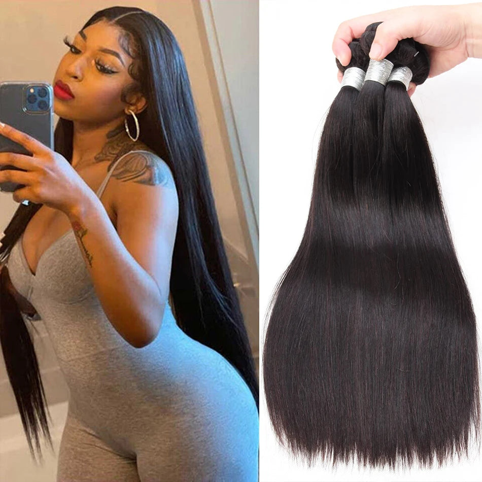 8-32 Inch Bone Straight Human Hair Weave Bundles 12A Brazilian Natural Color Remy Human Hair Extension 1/3/4 Bundles Weft