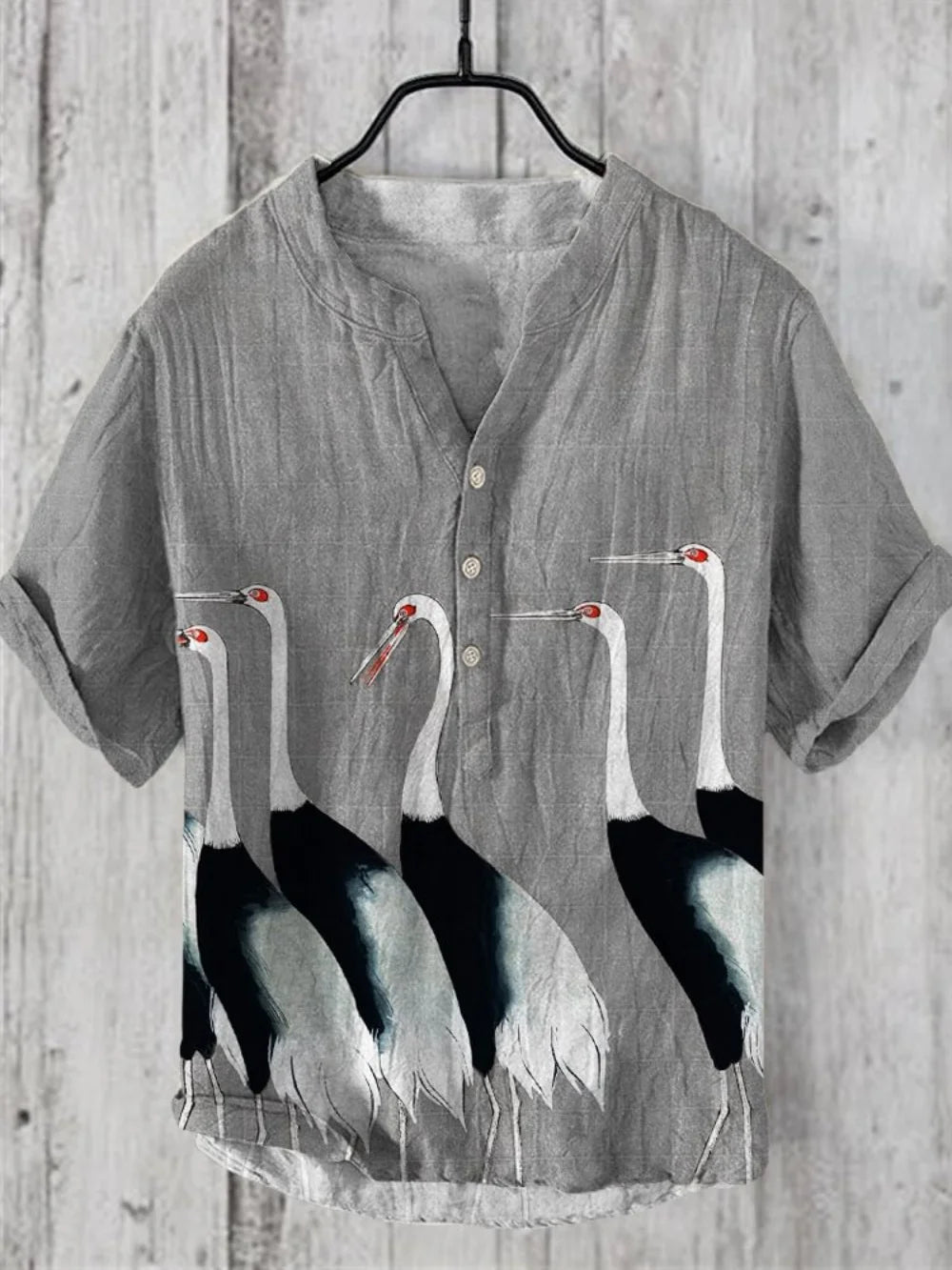 Men's Linen Shirt 2025 Fashionable 3-Button Polo Summer Casual Breathable Printed Pullover Top