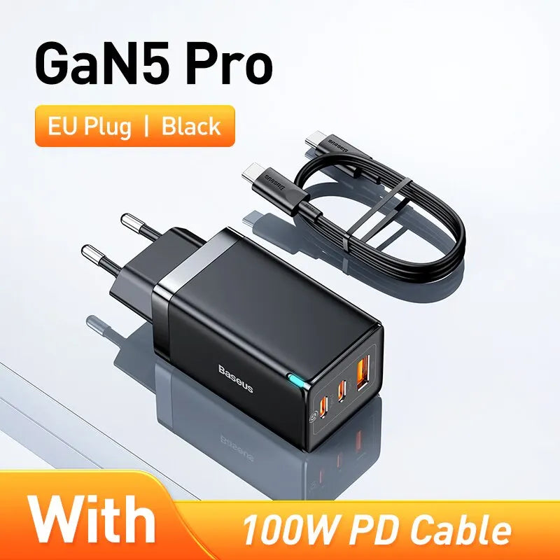 Baseus 65W GaN Charger Quick Charge Type C Phone Charger USB Charger Portable Fast Charger For Laptop iPhone 17 16 15 14 13